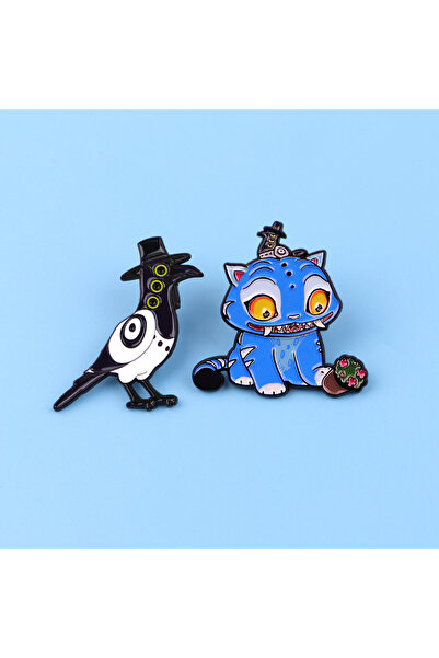 Choice 1 دبوس مينا قطة نمر زرقاء سعيدة مجموعة فتيات الصياد الصوفي دبابيس شارا...