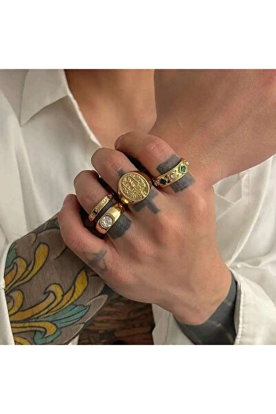 Choice Gold Color Salircon 2025 Trendy 4Pcs/Set Rhinestone Open Adjustable Ri...