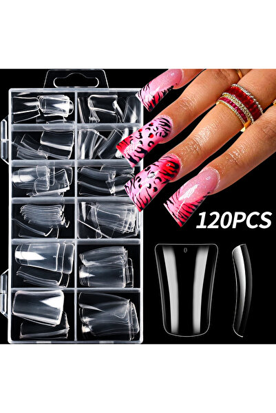 Choice TD236-B1 120Pcs Clear Duckbill Fake Nail Tips Full Cover False Fingert...