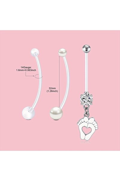 Choice حلقات زر البطن من البلاستيك الأنيق واللطيف على شكل حرف D، مكونة من 3 ق...