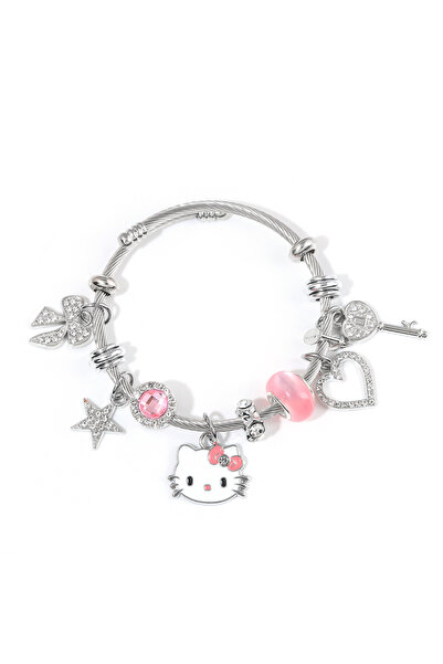 Miniso B00171-04 سوار مينا ملون قابل للفصل بتصميم فتاة لطيفة من سانريو، بتصميم هالو كيتي وردي