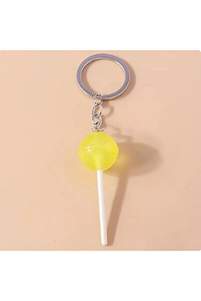 Choice Yellow 1/5pcs Lovely Resin Candy Lollipop Keychain Mini 3D Simulation ...