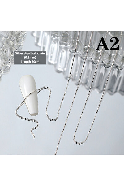 Choice A2 50cm 0.8mm Gold Silver Nail Bead Chain Charm Ellipse Stone Nail Art...