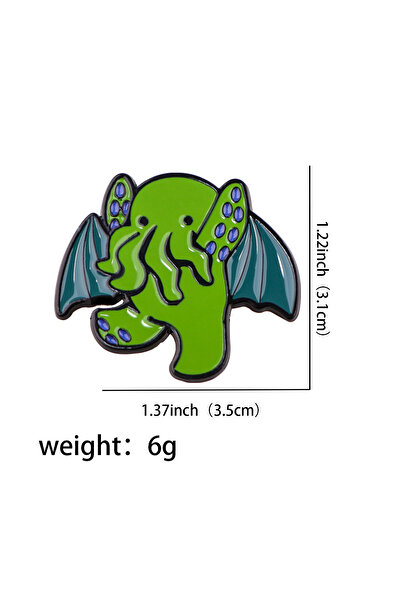 Choice 1 دبابيس مينا كثولهو الوحش الأخضر للأطفال ملابس الظهر شارات ياقة حديدي...