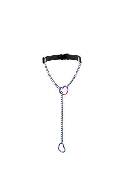 Choice قلادة على شكل قلب متعدد الألوان بسلسلة على شكل حرف Y من الجلد الأسود ل...