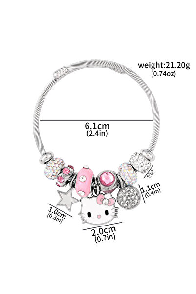 Miniso B00229 سوار مينا ملون قابل للفصل بتصميم فتاة لطيفة من سانريو، بتصميم هالو كيتي وردي، مصنوع يدويًا