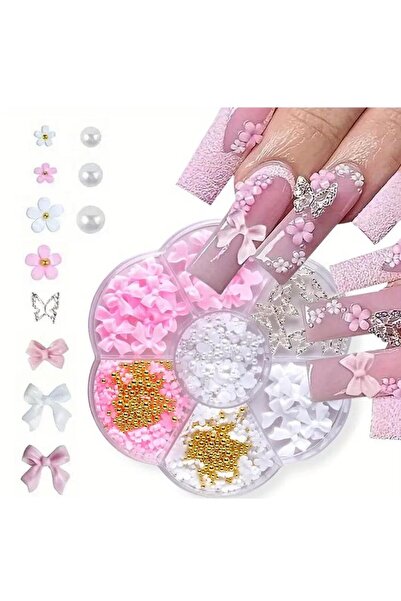Choice ZP185 1Box 3D Bowknot Flower Nail Art Decor Decor with Steel Beads & I...