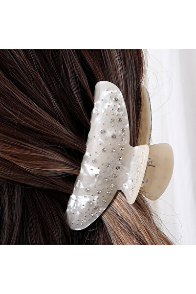 Choice مشبك شعر أنيق من الأسيتات H217 قطعة واحدة مع أحجار الراين ومشابك فك قو...