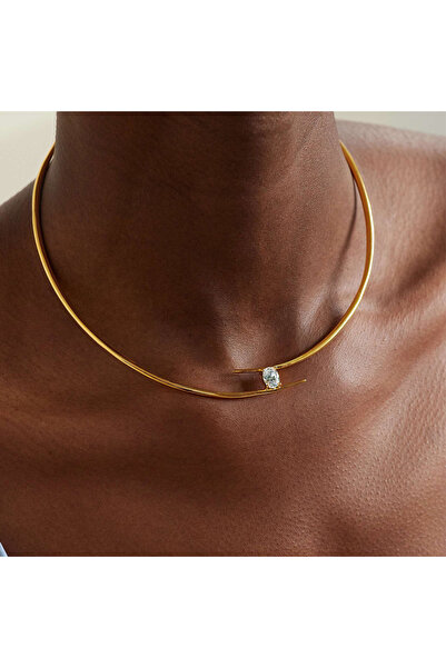 Choice قلادة نسائية ذهبية اللون من المعدن بتصميم عصري مرصعة بالكريستال ومجوهرات حفلات الهيب هوب، قلادة لامعة من دوبا