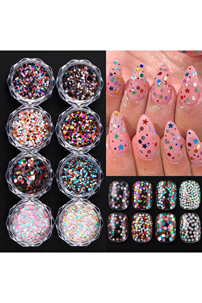 Choice 8 قطع F-219 8 قطع صغيرة على شكل قلب ونجمة ونقطة دائرية لتزيين الأظافر ...