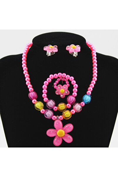 Choice Fushia Baby Girls Imitation Pearls Jewelry Set Kids Sun Flower Necklac...