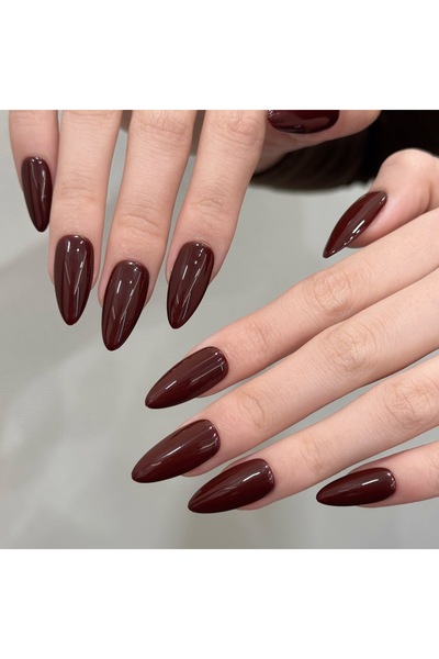 Choice 10 قطع أظافر صناعية بسيطة بلون واحد من اللوز، غطاء كامل، قابلة للارتدا...