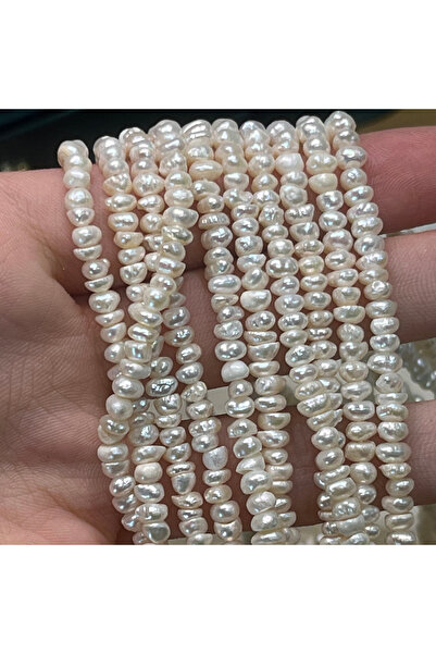 Choice خرز مسطح من اللؤلؤ الطبيعي الأبيض مقاس 3-4 مم، خرز شبه منتهي فضفاض لصن...