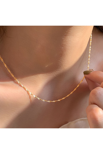 Choice قلادة ذهبية اللون من الفولاذ المقاوم للصدأ مطلية بالذهب بسلسلة رفيعة ل...