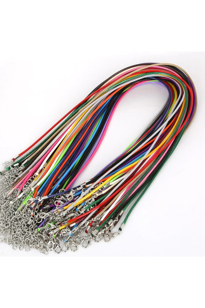 Choice 45-50 سم لون - 50 قطعة 50 قطعة من حبل جلد ملون حبل شمع قلادة قلادة منا...