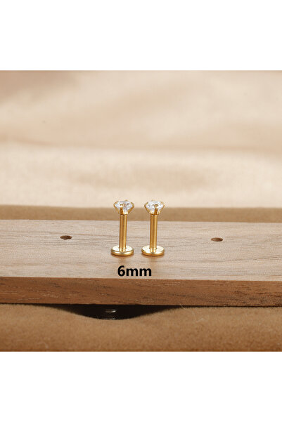 Choice حلق ثقب شفة من الفولاذ المقاوم للصدأ من الذهب 6 مم، قطعتان، كرة كريستا...