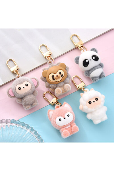 Choice مجموعة من 5 قطع من تماثيل الحيوانات الكرتونية الإبداعية ثلاثية الأبعاد، وسلاسل المفاتيح، والحقائب، والإكسسوارات، مقاس 4 سم