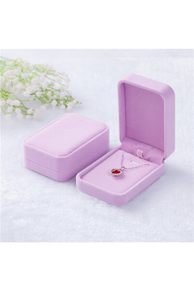 Choice صندوق مجوهرات وردي 7 × 10 سم أنيق منظم للقلادة صندوق تخزين القلادة صند...