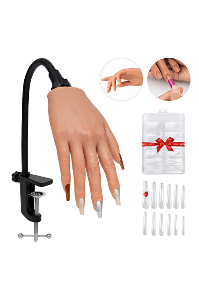 Choice يد عارضة مرنة صفراء فاتحة اللون مع أطراف أظافر - يد تدريب أظافر سيليكو...