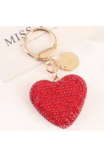 Choice Red Rhinestone Keychain Heart Key Chains Peach Heart Car Keychain Wome...