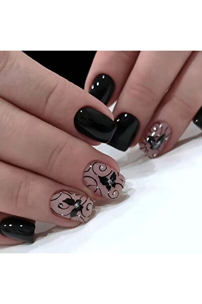 Choice QHW1102 24 قطعة أظافر فرنسية قصيرة على شكل فراشة مع جيلي واحد ومبرد أظ...