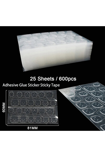 Choice 2065-25 قطعة بيضاء 25 ورقة / 600 قطعة غراء مزدوج الجانب ملصقات الأظافر...