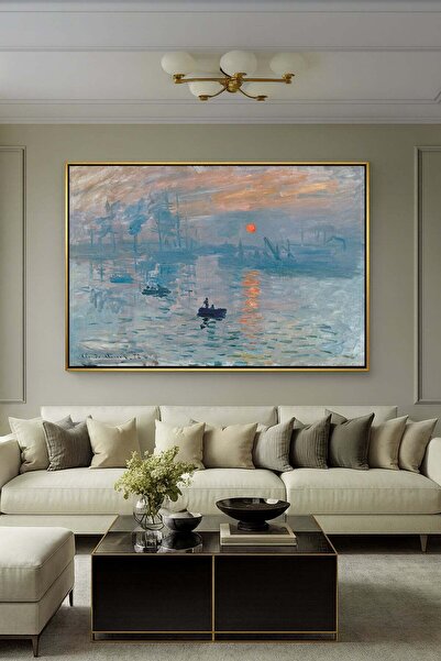 Wallivo Claude Monet'nin Empresyonizme Adını Veren İzlenim: Gün Doğumu Siyah Metal Çerçeveli Kanvas Tablo
