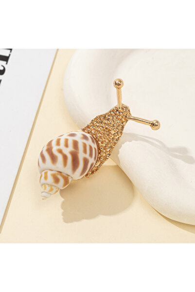 Choice 58 × 25 مم قطعة واحدة من دلايات بروش على شكل حلزون صدفي طبيعي مرصع بأح...