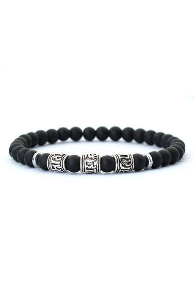 Choice سوار رجالي عتيق من Onyx مصنوع من خرز Om Mani Padme Hum Mantra Braslet ...