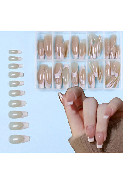 Choice أظافر صناعية فرنسية باللون الأصفر الفاتح، علبة من 120 قطعة، باللون الأ...