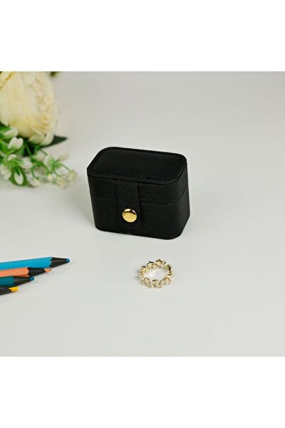 Choice منظم صندوق مجوهرات صغير محمول للفتيات من جلد البولي يوريثان الأسود، أق...