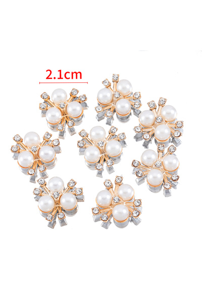 Choice 20 قطعة ذهبية 21 مم زهرة لؤلؤة تقليد حجر الراين كابوشون رقعة خلفية مسط...