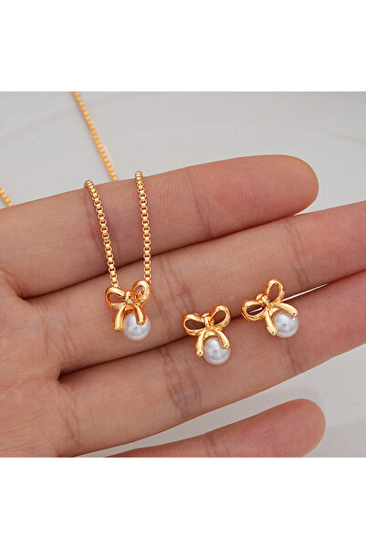 Choice AYAGold 3Pcs/Set Imitation Pearl Bowknot Necklaces Earrings For Women ...