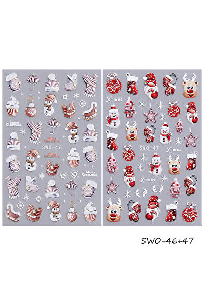 Choice SWO-46 47 2/4 قطعة ملصقات أظافر كرتونية لعيد الميلاد سانتا كلوز رجل ال...