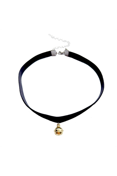 Choice قلادة مخملية ذهبية اللون بطول 40 سم مع قلادة على شكل جرس على شكل عنق م...