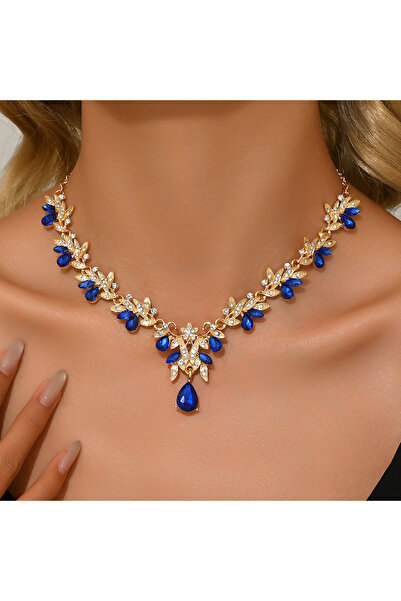 Choice 802168-Blue 1PC Women's Fashion Geometric Water Drop Pendant Necklace ...