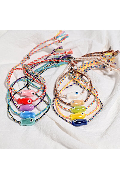 Choice 1 Set of 10Pcs Ceramic Fish Bracelet for Women Handmade Woven Colored ...