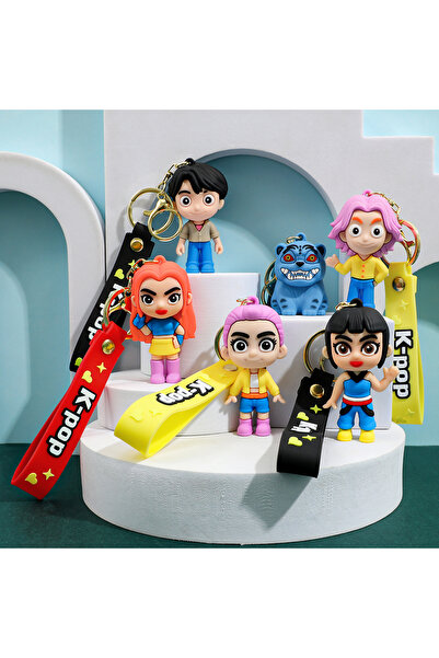 Miniso 6 cm 6PCS Kpop Demon Hunters Movie Keychain, Tiger Character PVC Figure Keychain, Cute Harajuku Styl