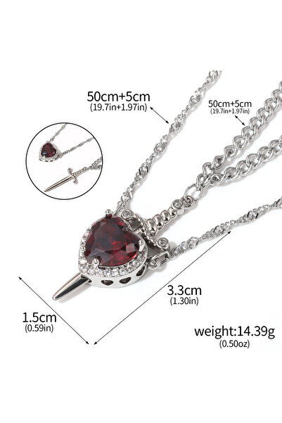 Choice N01125-01 قلادة زوجين من سنو وايت والصياد على شكل قلب وسيف للنساء