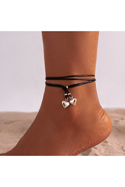 Choice black IngeSight.Z Simple Metal Heart Pendant Black Leather Wax Thread ...