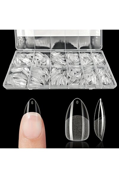 Choice أطراف أظافر صناعية من Almond-M، 600 قطعة، بلمسة نهائية شبه غير لامعة، على شكل نعش فرنسي، أشكال بيضاوية مربعة الشكل مع