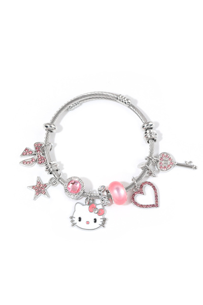 Miniso B00171-01 سوار مينا ملون قابل للفصل بتصميم فتاة لطيفة من سانريو، بتصميم هالو كيتي وردي