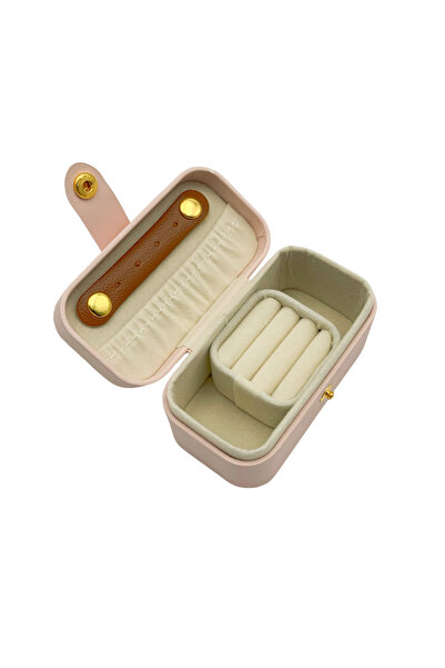 Choice صندوق تخزين مجوهرات وردي محمول من الجلد الصناعي، خاتم، قلادة، أقراط من...