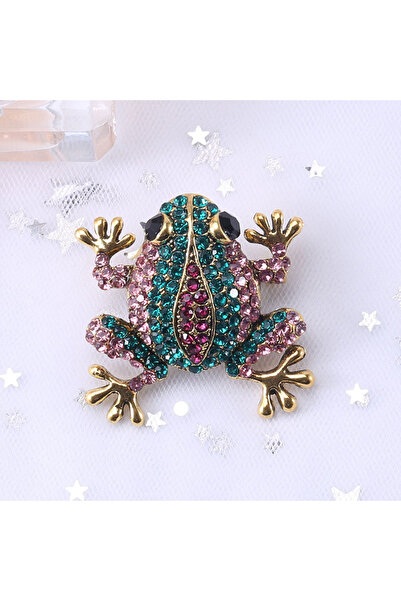 Choice K2-4-2265 دبوس ملابس نسائي بتصميم ريترو مرصع بأحجار الراين على شكل ضفد...