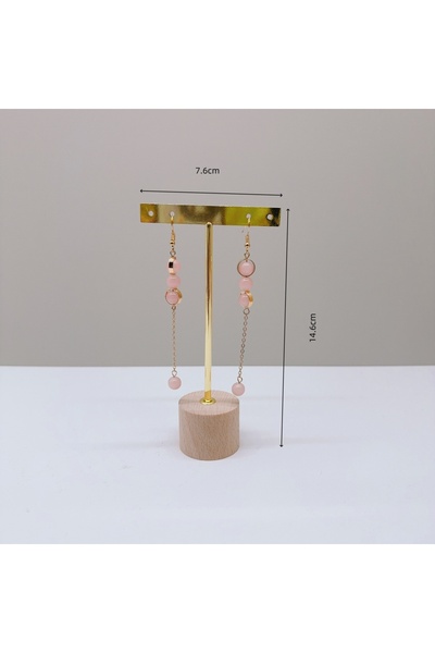 Choice حامل عرض أقراط ذهبي M T Bar مع قاعدة خشبية حامل مجوهرات معلق منظم مجوه...