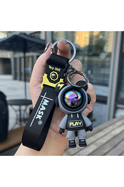 Choice سلسلة مفاتيح على شكل دب برق كرتوني رمادي، دمية دب رائد فضاء لطيفة، سلس...