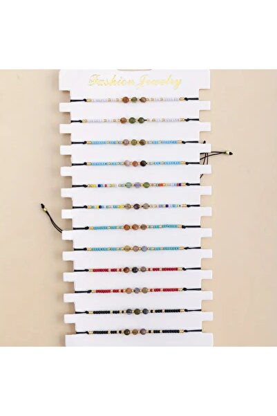 Choice مجموعة أساور مضفرة من 12 قطعة من خرز الحجر الطبيعي للنساء والفتيات هدا...