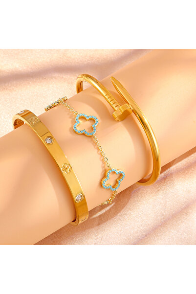 Choice سوار Yupsk الذهبي، مصنوع من الفولاذ المقاوم للصدأ مطلي بالذهب عيار 18 ...