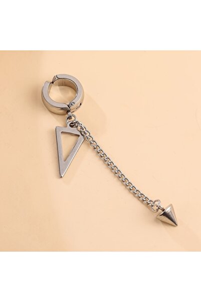 Choice مشبك أذن فضي أنيق من الفولاذ المقاوم للصدأ بتصميم فريد على شكل مثلث هن...