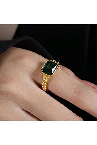 Choice خاتم نسائي عتيق الطراز، مطلي بالذهب عيار 18 قيراطًا، مصنوع من الفولاذ ...